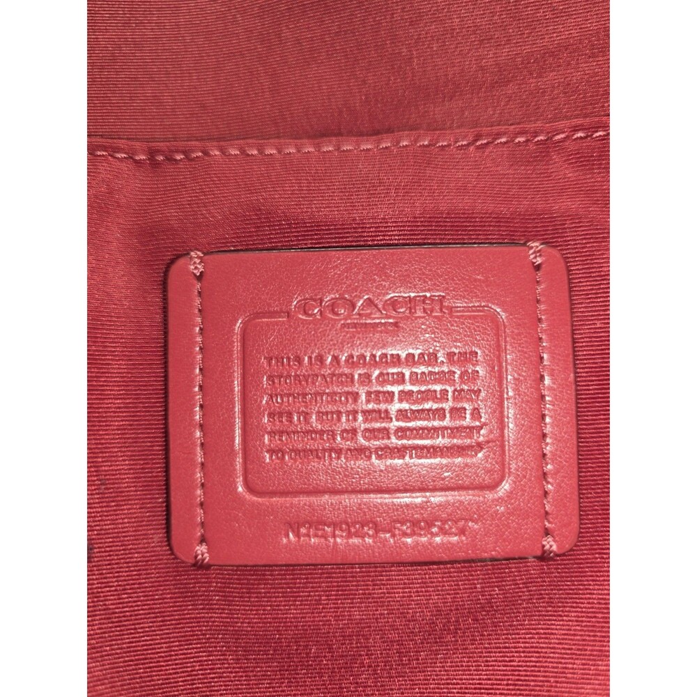 Coach F39527 Elle Hobo Shoulder Brown Signature Coated Canvas Red Leather - Picture 11 of 15